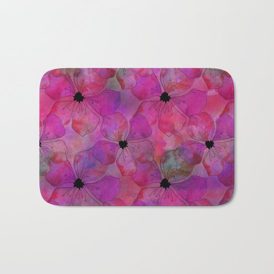 Amazing Pink watercolor floral art Bath Mat