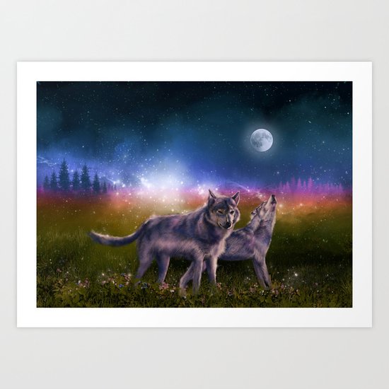 wolf and sky Art Print