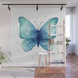 Blue Butterfly Watercolor Wall Mural