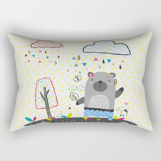 THE BEAR IN THE RAIN Rectangular Pillow