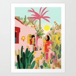 Boho Cactus garden Art Print