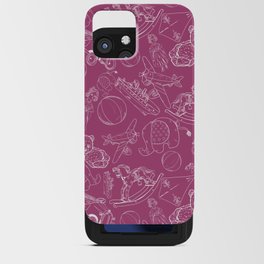 Magenta and White Toys Outline Pattern iPhone Card Case