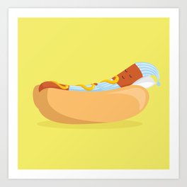 sleeping hotdog Art Print
