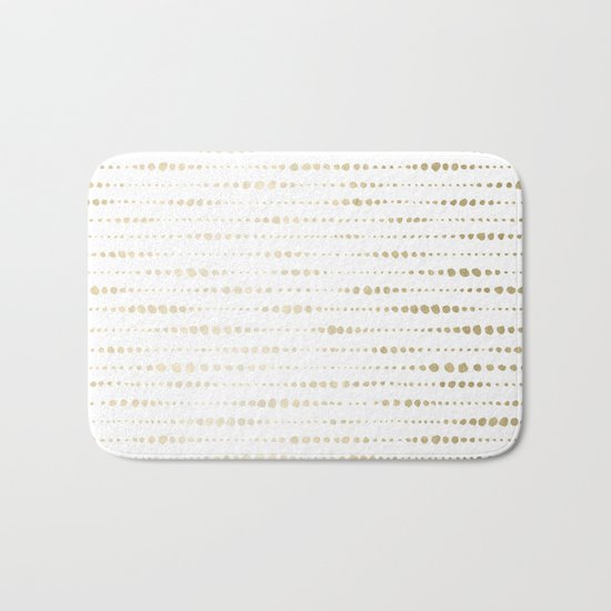 Modern Gold Polka Dot Stripes Bath Mat