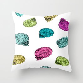 Colorful brain collage Throw Pillow