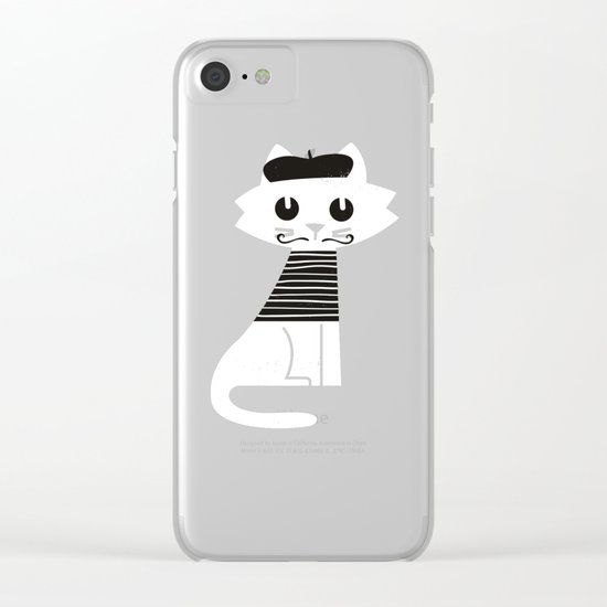 Mark the cat goes to Paris Clear iPhone Case