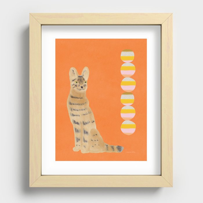 Calm Serval - Brown and Orange Recessed Framed Print