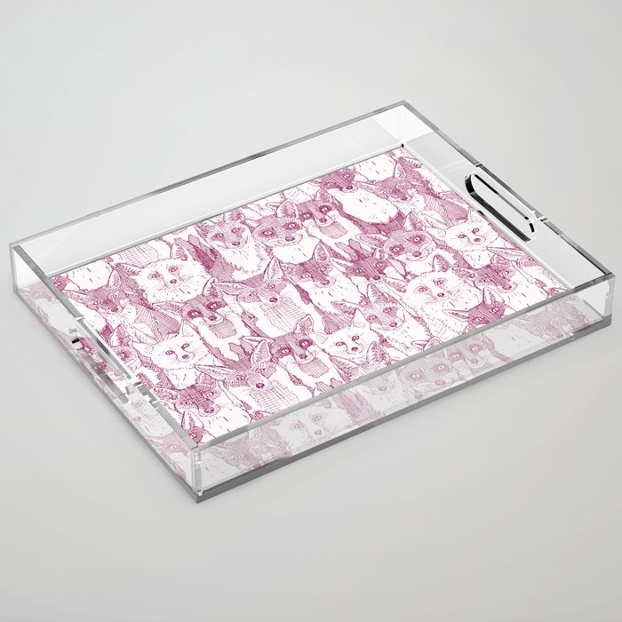 just foxes cherry soft white Acrylic Tray