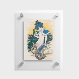 Mermaid and Lobster Vintage Illustration Floating Acrylic Print
