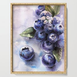 Watercolor Blueberries - Food Art Serving Tray