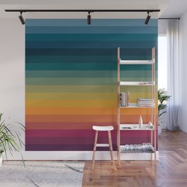 Colorful Abstract Vintage 70s Style Retro Rainbow Summer Stripes Wall Mural