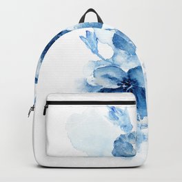 Blue Watercolor Painting Flowers Backpack