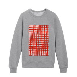 Gouache abstract grid - red Kids Crewneck