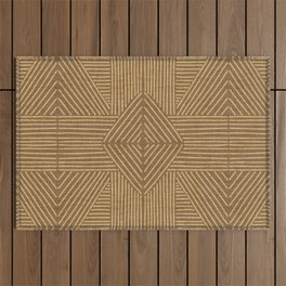 Golden ochre lines - textured abstract geometric Outdoor Rug