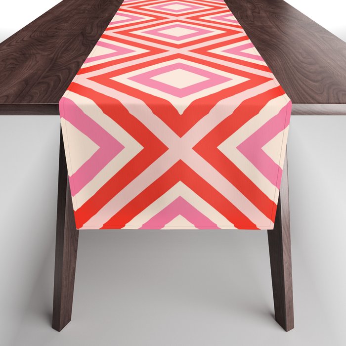 Retro 70s Diagonal Squares Summer Pattern  Table Runner
