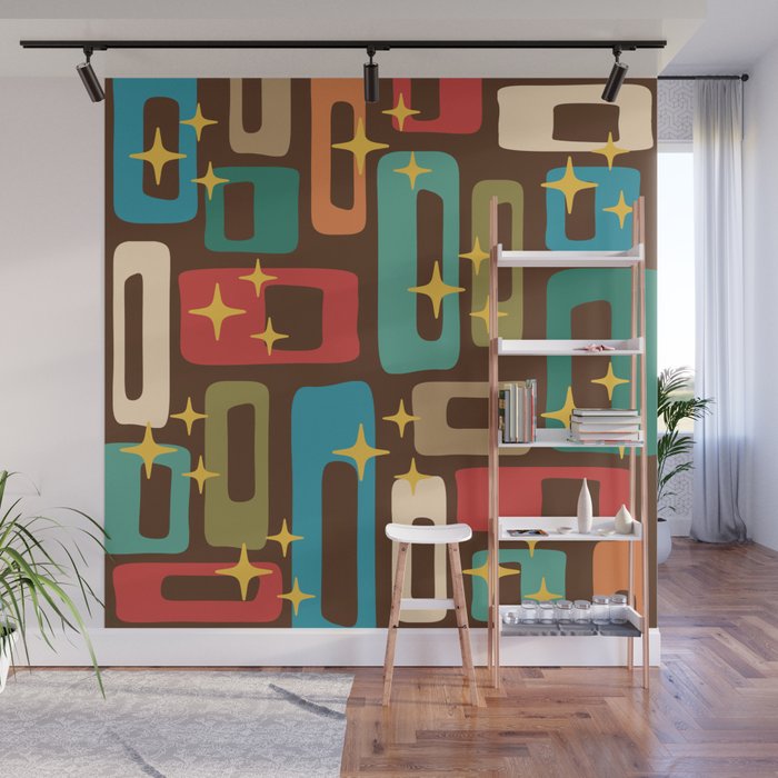 Retro Mid Century Modern Abstract Pattern 222 Wall Mural