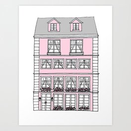 European Townhouse - Pink Art Print