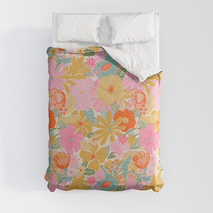 60's Retro Floral Comforter