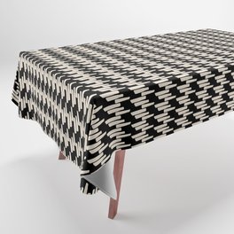 Modern Ink Weave Ikat Mudcloth Pattern in Black and Almond Cream Tablecloth