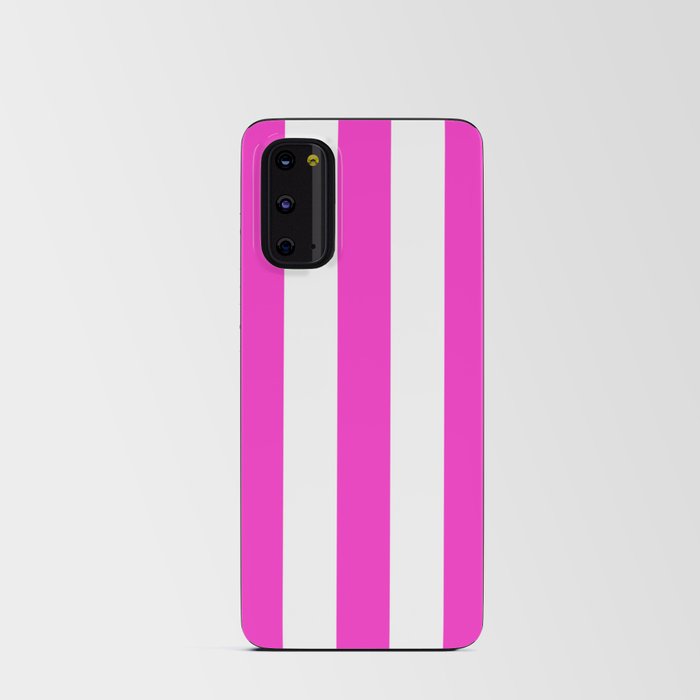 Razzle dazzle rose - solid color - white vertical lines pattern Android Card Case