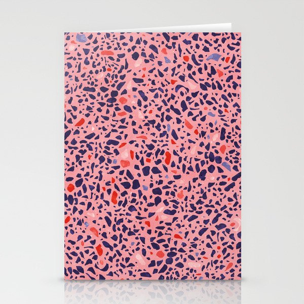 Terrazzo pink red blue Stationery Cards