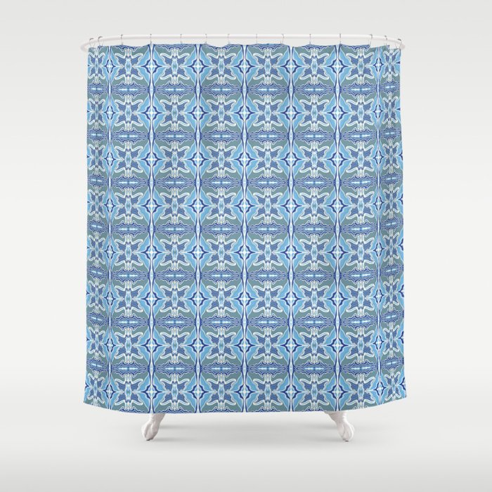 Gentle blue flowy and wavy pattern Shower Curtain