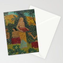 Libations, tropical mythical forest with five nude female figures floral landscape painting by Paul Serusier Stationery Card