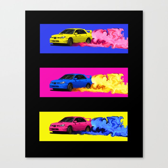 Subaru STi Drift in Color Canvas Print