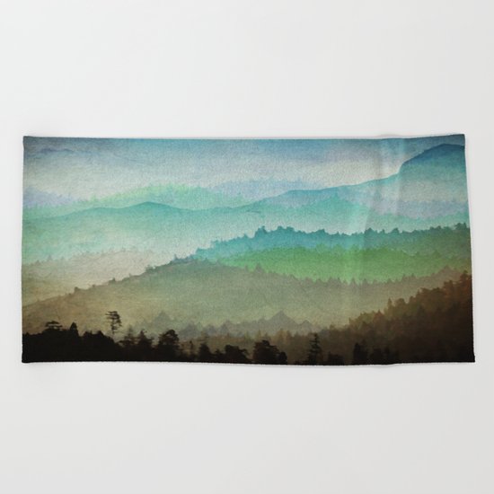 Watercolor Hills Beach Towel