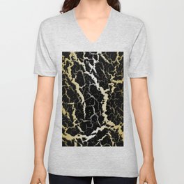 Cracked Space Lava - Gold/White V Neck T Shirt