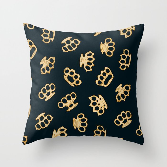 Brass Knuckles With Good Thoughts Throw Pillow