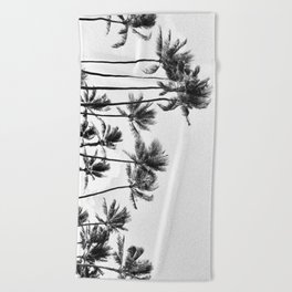Coconut Trees (Black & White) Beach Towel