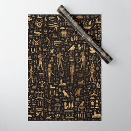 Ancient Egyptian Hieroglyphics Obsidian Copper Wrapping Paper