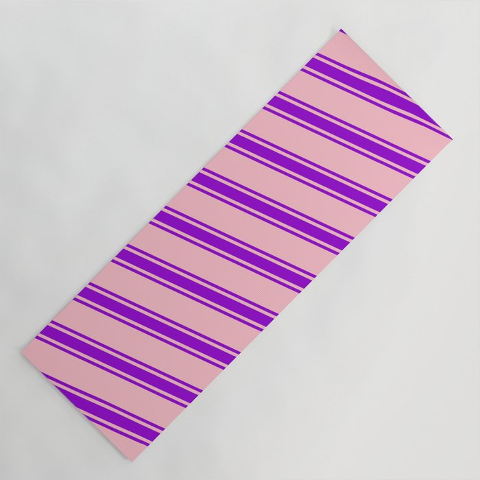 Pink and Dark Violet Colored Lines Pattern Yoga Mat