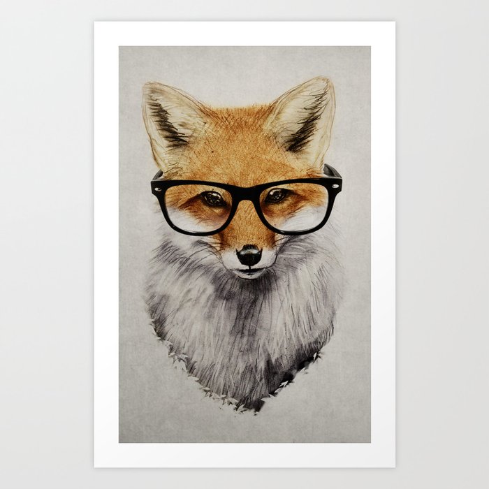 Mr. Fox Kunstdrucke | Drawing, Animals, Illustration, Natur, Humor, Fox, Glasses