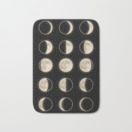 shiny moon phases on black / with stars Bath Mat