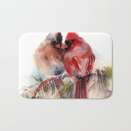 Cardinal Birds Couple Badematte