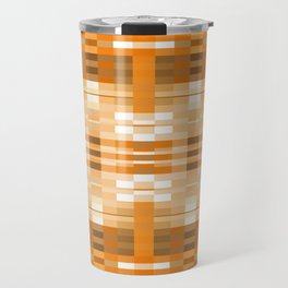 geometric symmetry pixel square pattern abstract background in brown Travel Mug