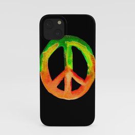 Green Orange Yellow Watercolor Tie Dye Peace Sign iPhone Case