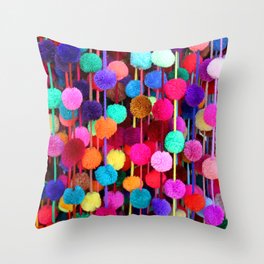 Rainbow Pom-poms (Horizontal) Throw Pillow