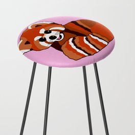 Red panda on pink Counter Stool