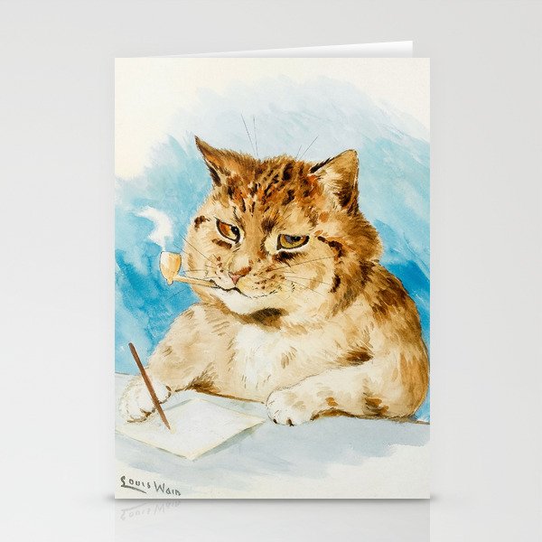 Cat Writing by Louis Wain Stationery Cards