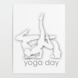 Yoga day yoga poses with energy fields	 Poster