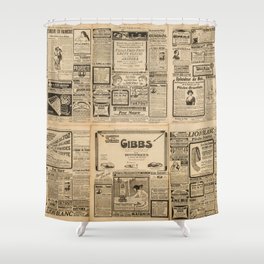 Used paper background. Old newspaper page with vintage advertising Shower Curtain
