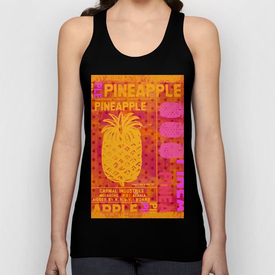 Pineapple pink orange colorful artwork Unisex Tank Top