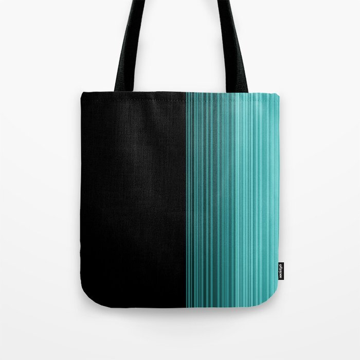 Black to turquoise stripes Tote Bag