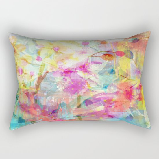 Colorful Painterly Spring Floral Abstract Rectangular Pillow