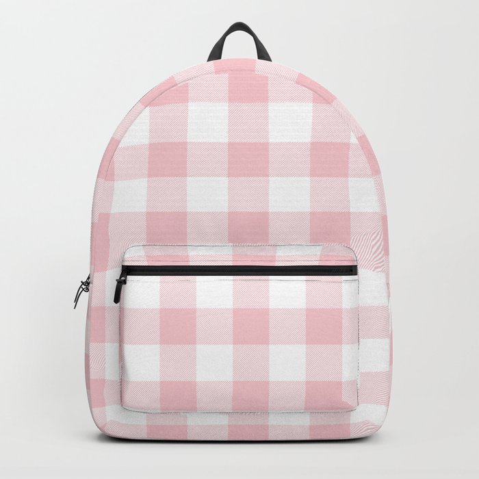 Large Valentine Soft Blush Pink and White Buffalo Check Plaid Backpack ...