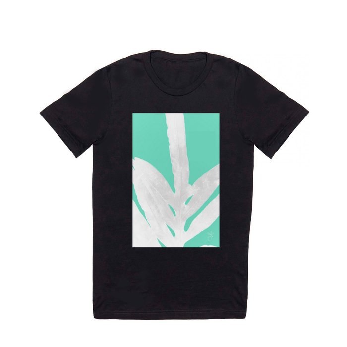 Green Fern on Ice Mint Green Inverted Silver T Shirt