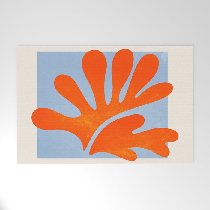 Red Coral Leaf: Matisse Paper Cutouts II Welcome Mat